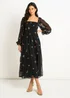 Gini London Black Chiffon Floral Embroidered Dress - 14 Image 1