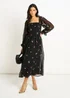 Gini London Black Chiffon Floral Embroidered Dress - 14 Image 4