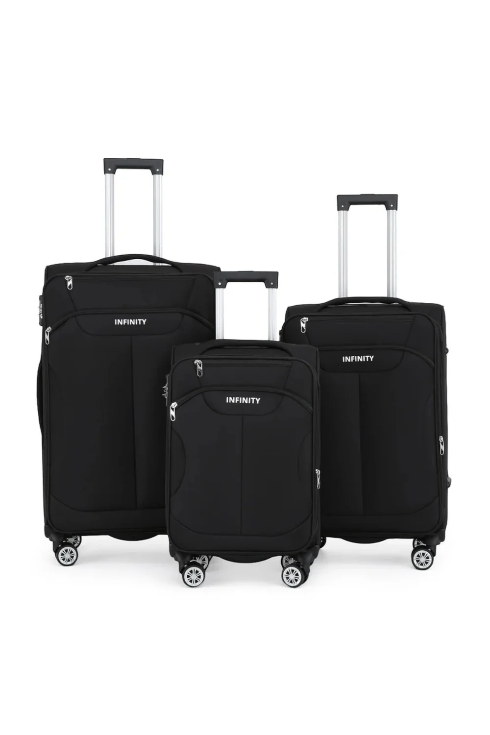 Infinity Luggage Black 8 Wheel Lightweight Suitcase - M Image 1