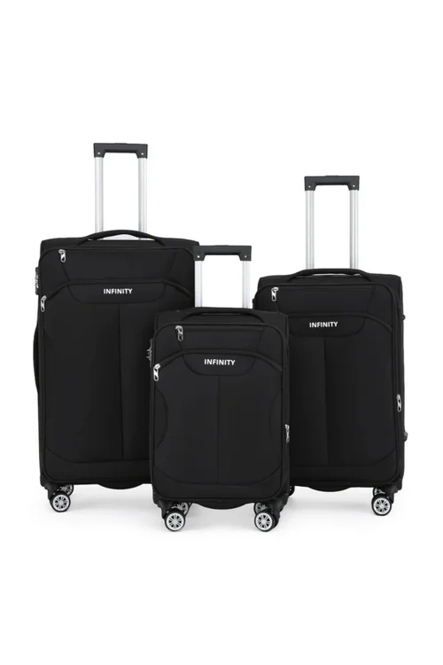 Infinity Luggage Black 8 Wheel Lightweight Suitcase - M Image 1