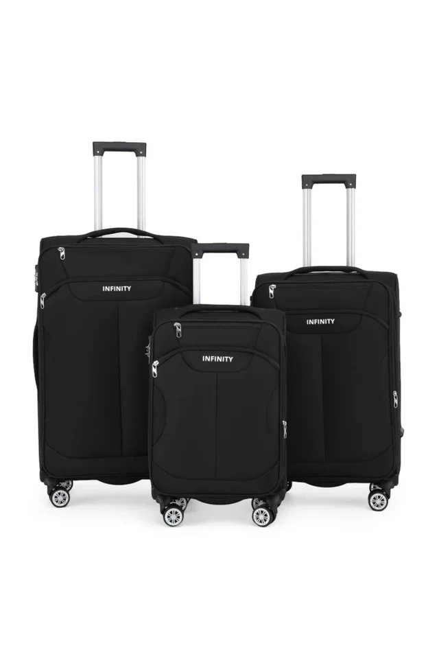 Infinity Luggage Black 8 Wheel Lightweight Suitcase