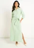 Gini London Green Long Sleeves Seersucker Stripe Shirt Dress - 16 Image 1