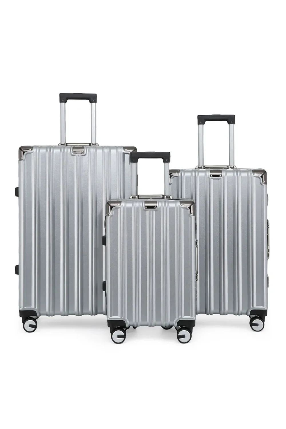 Infinity Luggage Silver Hardshell Robust 8 Wheel Suitcases - Cabin Image 1