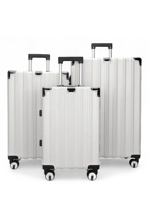 Infinity Luggage White Hard Shell Robust TSA Suitcases - Cabin Image 1