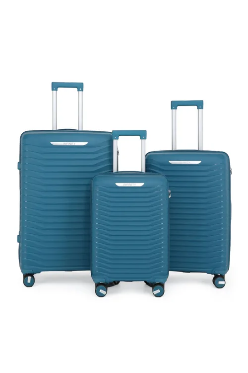 Infinity Luggage Blue Hard Shell Robust 8 Wheel TSA Suitcases - Cabin Image 1