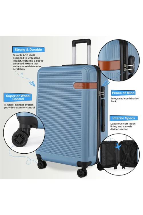 Infinity Luggage Blue Navy Hard Shell Dual 4 Wheel Suitcase - M Image 3