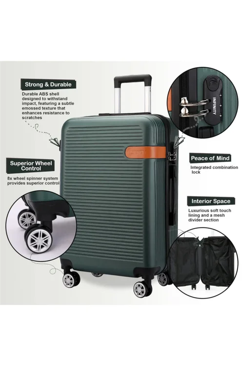 Infinity Luggage Emerald Green Hard Shell Suitcase - M Image 3