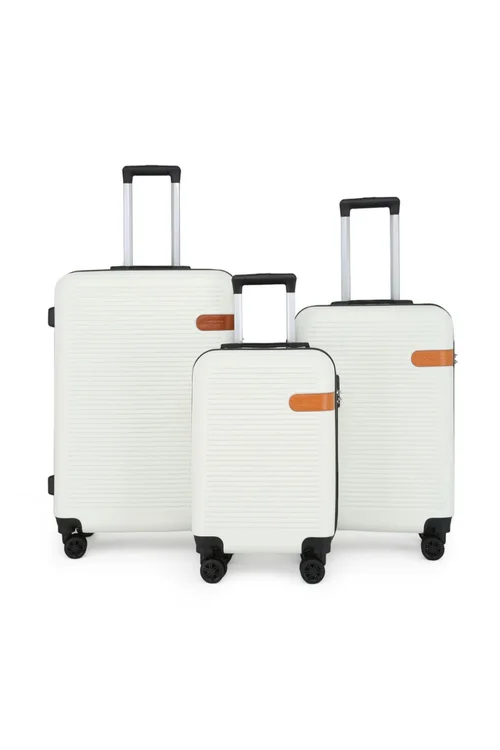 Infinity Luggage Cream Hard Shell Dual 4 Wheel Suitcase - Cabin Image 1