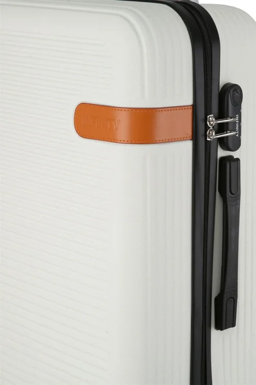 Infinity Luggage Cream Hard Shell Dual 4 Wheel Suitcase - Cabin Image 5