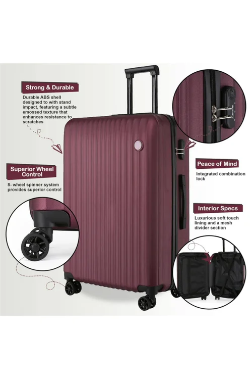 Infinity Luggage Burgundy ABS Hard Shell Suitcase - M Image 3