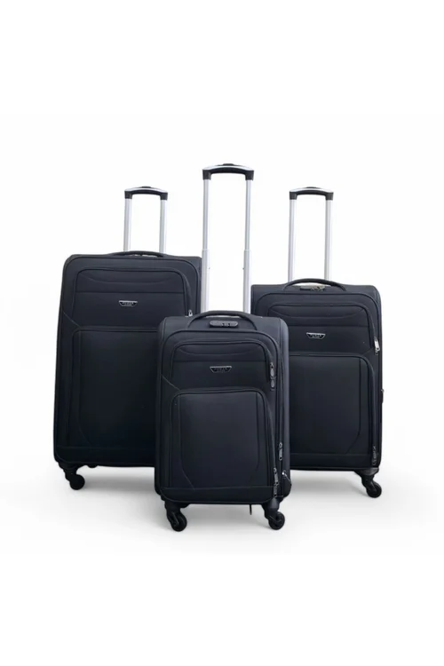 Infinity Luggage Black Soft Shell Lightweight Nylon Suitcase - Cabin Image 1