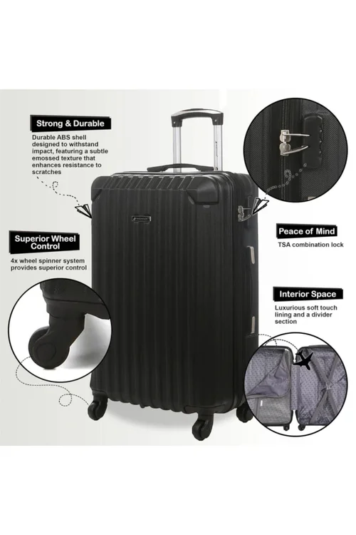 Infinity Luggage Black Hard Shell ABS Suitcase - Cabin Image 3