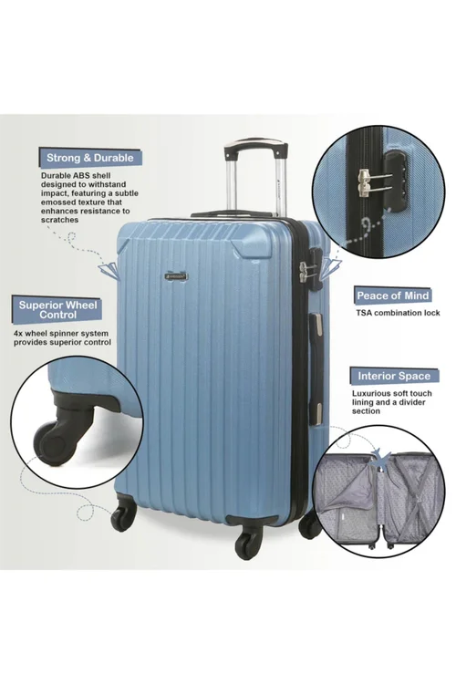 Infinity Luggage Blue Hard Shell ABS Suitcase - M Image 3