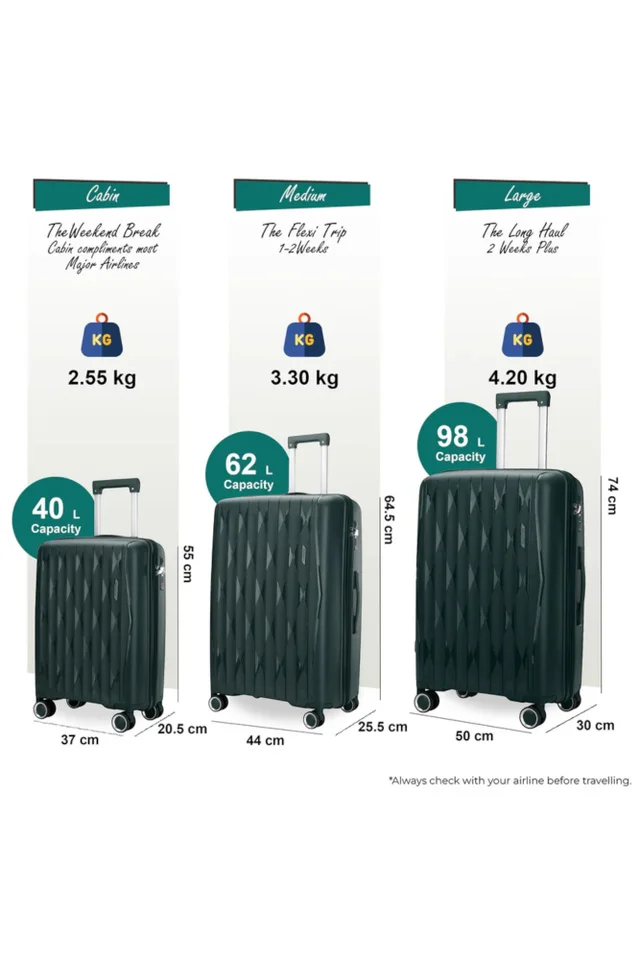Infinity Luggage Green Hard Shell Suitcase TSA Travel