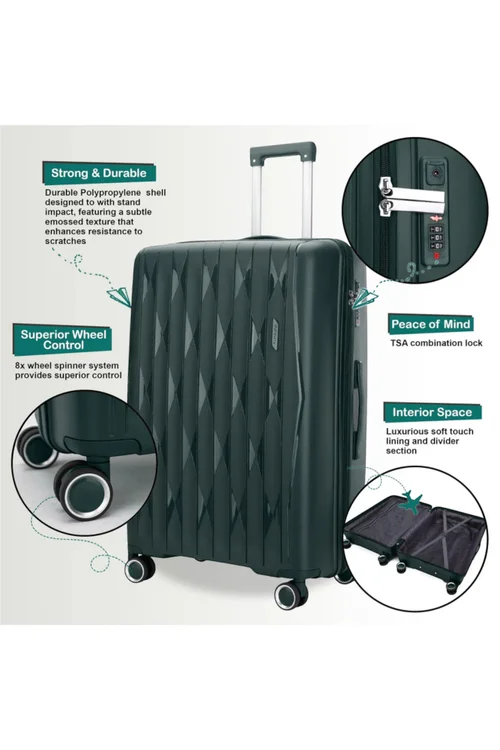 Infinity Luggage Green Hard Shell Suitcase TSA Travel - M Image 3