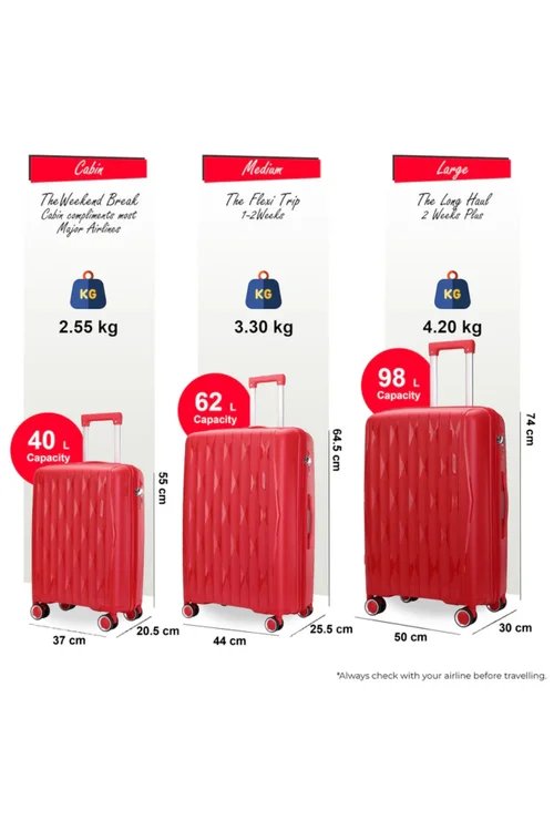 Infinity Luggage Red Hard Shell Suitcase TSA Travel - L Image 2