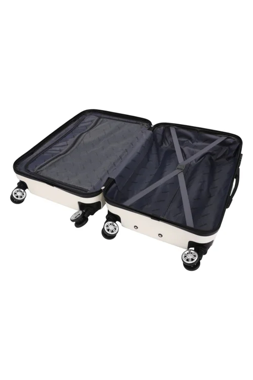 Infinity Luggage Cream White Hard Shell Blue Modern Suitcase - Cabin Image 4