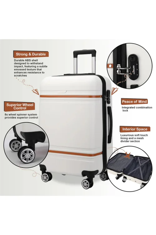 Infinity Luggage Cream White Hard Shell Blue Modern Suitcase - Cabin Image 3