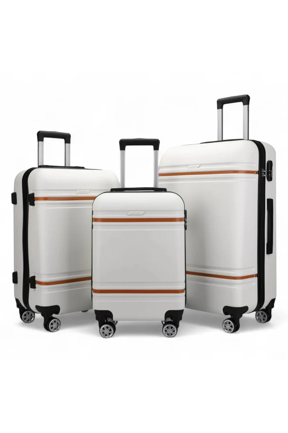 Infinity Luggage Cream White Hard Shell Blue Modern Suitcase - Cabin Image 1