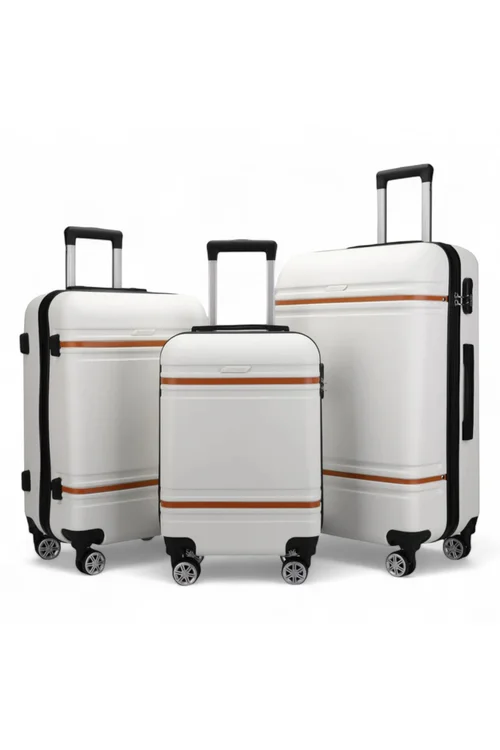 Infinity Luggage Cream White Hard Shell Blue Modern Suitcase - Cabin Image 1