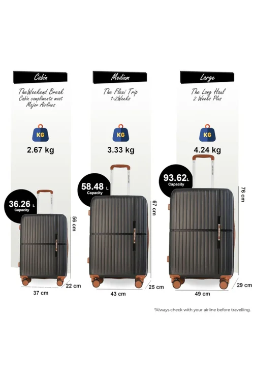 Infinity Luggage Black Hard Shell Strong Suitcase - M Image 2