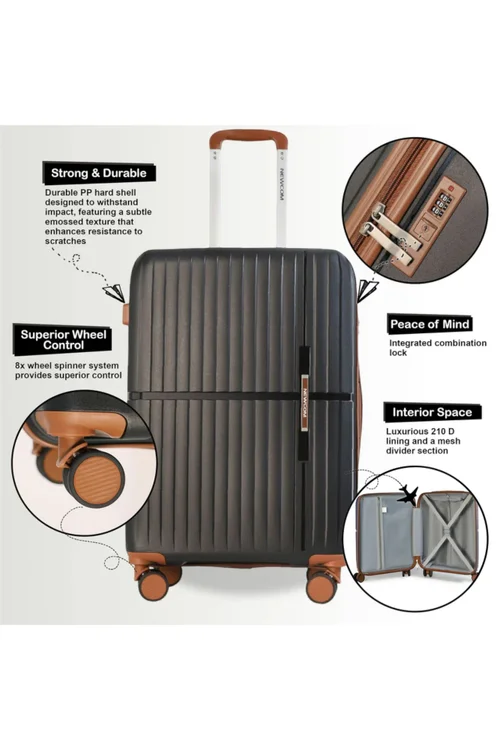 Infinity Luggage Black Hard Shell Strong Suitcase - M Image 3