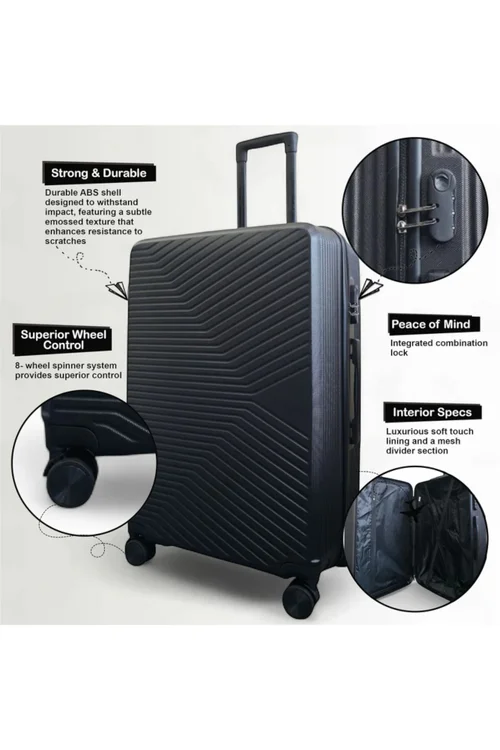 Infinity Luggage Black Hardshell Robust Suitcases - M Image 3