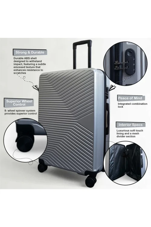 Infinity Luggage Silver Hardshell Robust Suitcases - M Image 3
