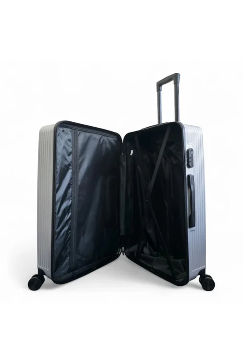 Infinity Luggage Silver Hardshell Robust Suitcases - M Image 5