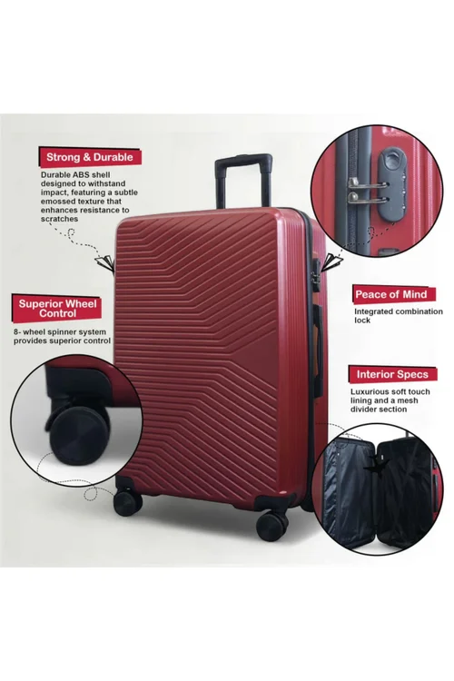 Infinity Luggage Red Hardshell Robust Suitcases - M Image 3