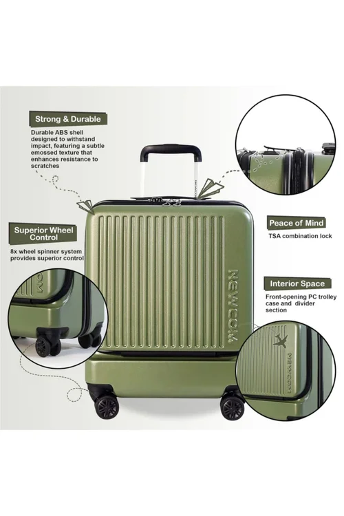 Infinity Luggage Olive Green Durable Cabin Suitcase - Cabin Image 3