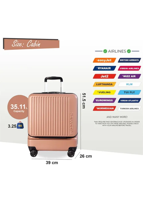 Infinity Luggage Pink Durable Cabin Suitcase - Cabin Image 2