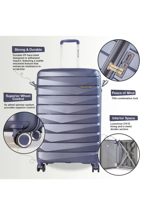 Infinity Luggage Blue Hard Shell TSA Strong Suitcase - Cabin Image 3