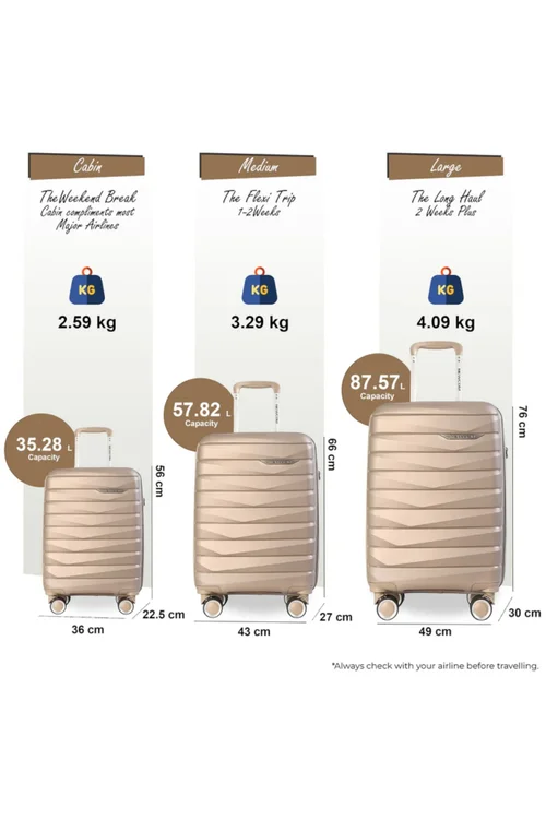 Infinity Luggage Champagne Beige Hard Shell TSA Strong Suitcase - Cabin Image 2