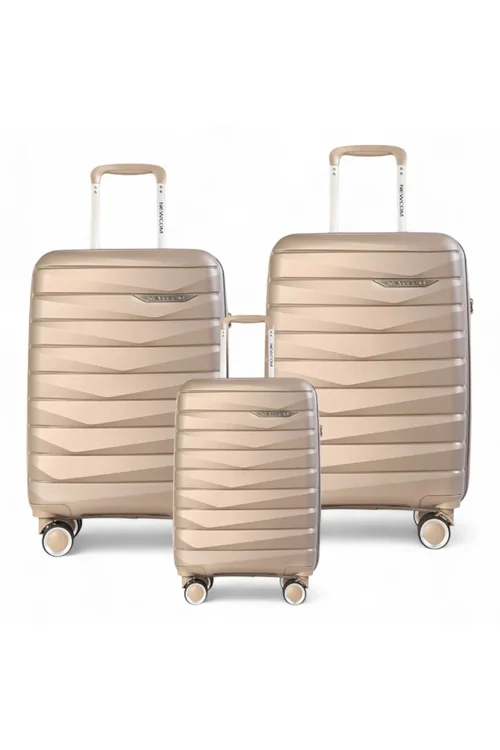 Infinity Luggage Champagne Beige Hard Shell TSA Strong Suitcase - Cabin Image 1