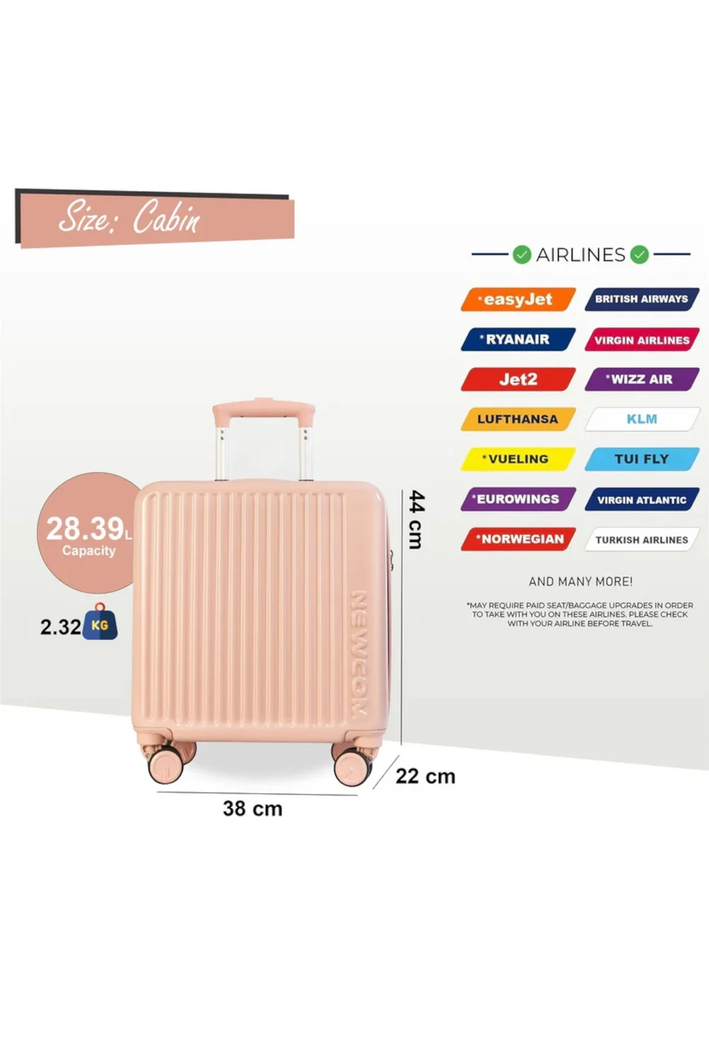 Infinity Luggage Pink Hard Shell Cabin TSA Secure - Cabin Image 2