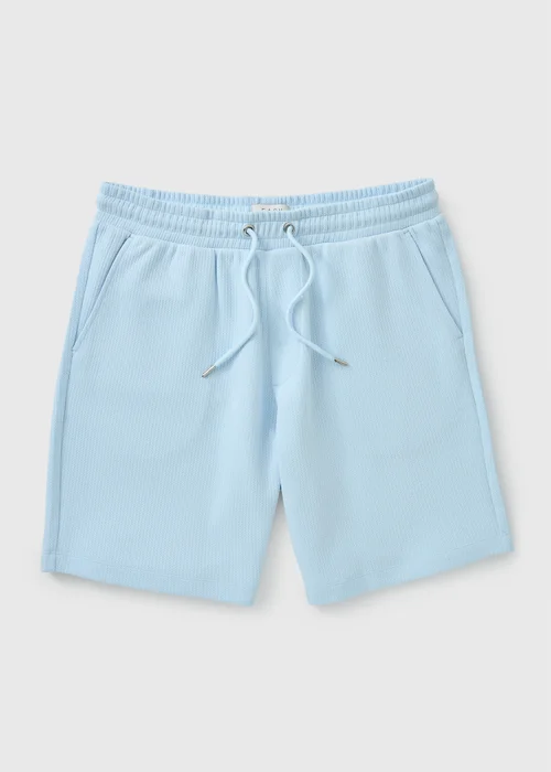 Light Blue Textured Co Ord Shorts - S Image 4