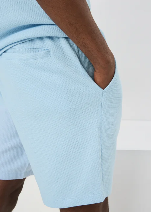 Light Blue Textured Co Ord Shorts - S Image 2