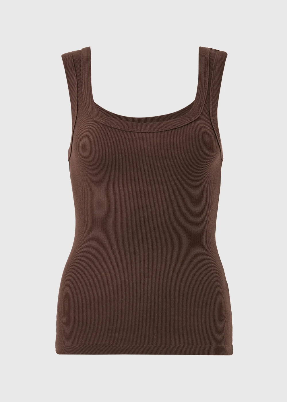 Chocolate Brown Ribbed Scoop Vest Top - 8 Image 3