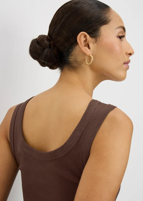 Chocolate Brown Ribbed Scoop Vest Top - 8 Image 2