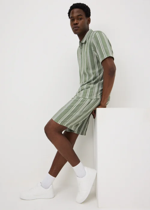 Iceberg Green Vertical Stripe Co Ord Shorts - S Image 1