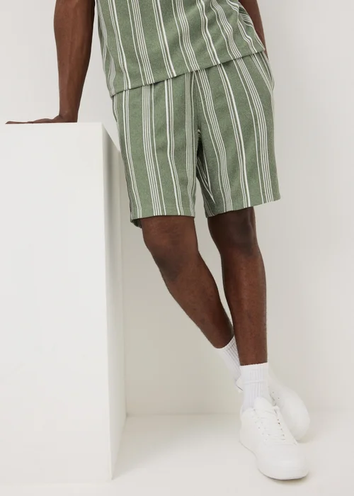 Iceberg Green Vertical Stripe Co Ord Shorts - S Image 3