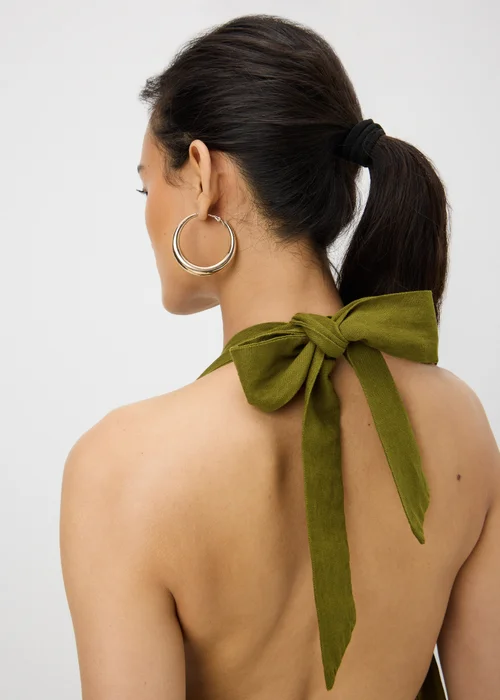 Green Halter Neck Linen Blend Maxi Dress - 18 Image 4