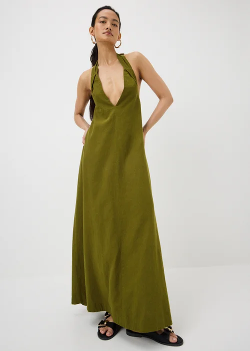 Green Halter Neck Linen Blend Maxi Dress - 18 Image 1