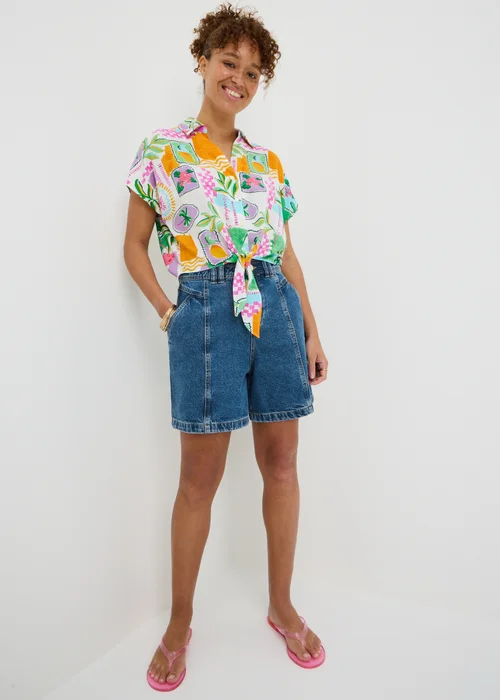 Mid Wash Denim City Shorts - 8 Image 1