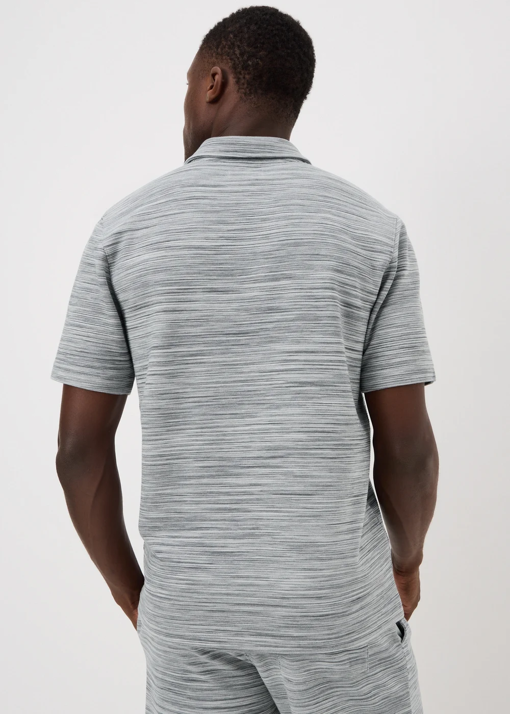 Grey Ottoman Space Dye Polo Shirt - S Image 2