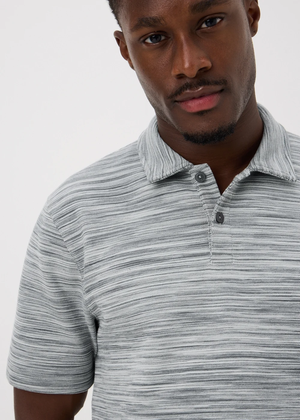Grey Ottoman Space Dye Polo Shirt - S Image 3