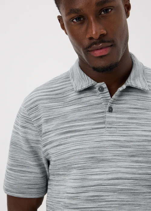 Grey Ottoman Space Dye Polo Shirt - S Image 3