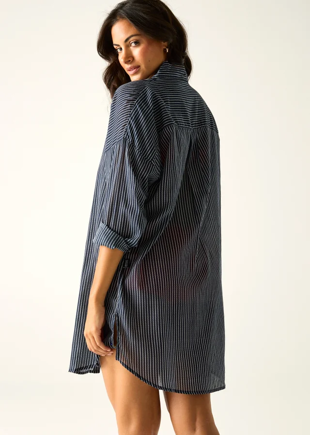Regatta Navy White Wavy Stripe Prena Lightweight Cover Up