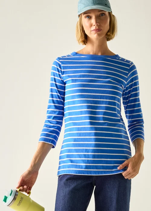 Regatta Sonic Blue White Stripe Baylette II UPF 30 T-Shirt - 10 Image 5